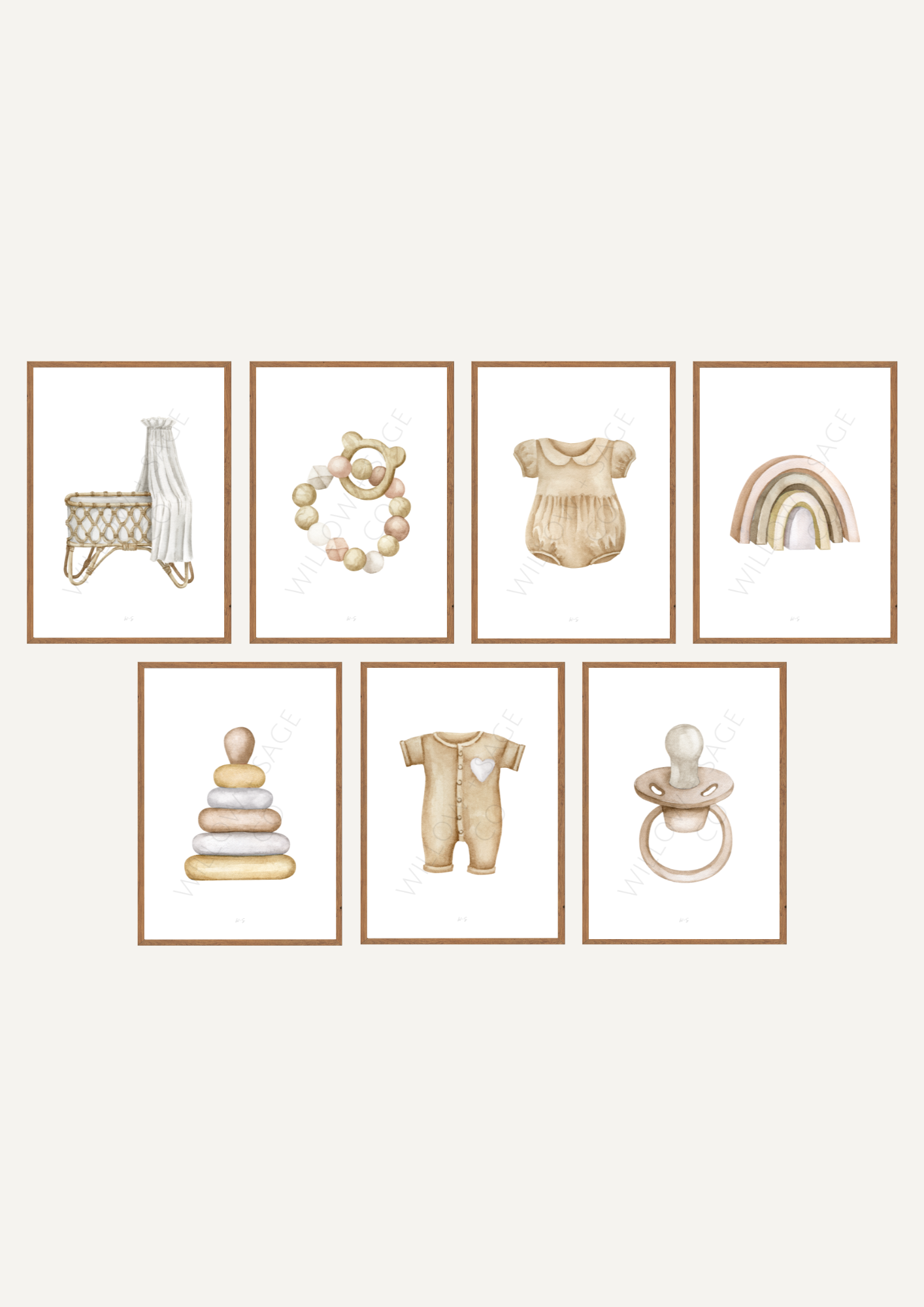 NEUTRAL NURSERY PRINT COLLECTION SAMPLES BY WILLOW AND SAGE CO