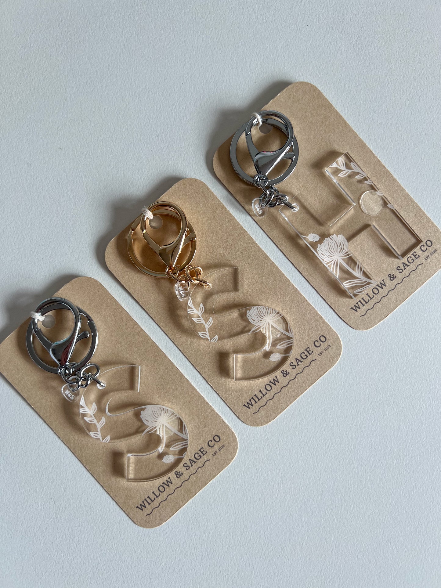 A-Z INITAL WILDFLOWER KEYCHAIN BY WILLOW & SAGE CO