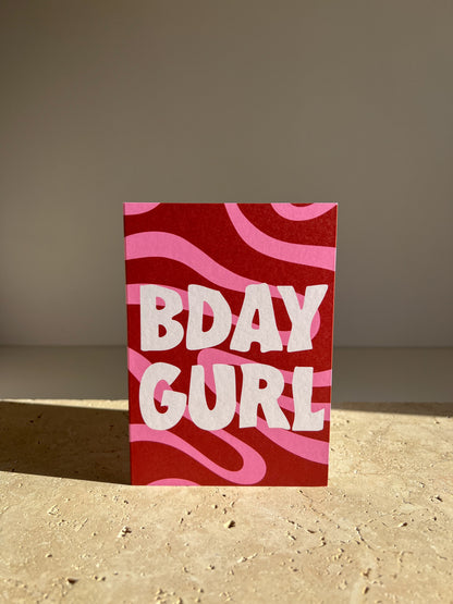 BDAY GURL PREMIUM GREETING CARD | GROOVY BIRTHDAY CARD