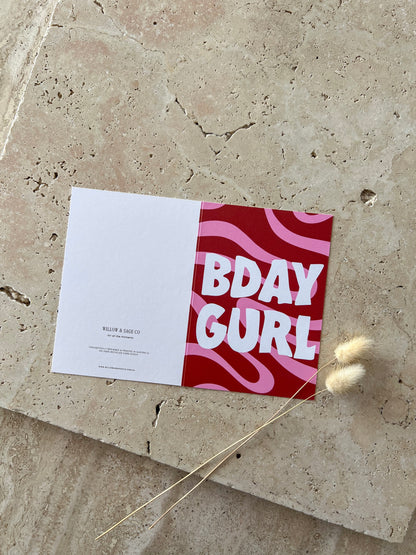 BDAY GURL PREMIUM GREETING CARD | GROOVY BIRTHDAY CARD