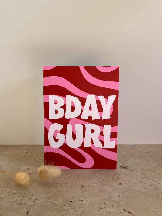 BDAY GURL PREMIUM GREETING CARD | GROOVY BIRTHDAY CARD