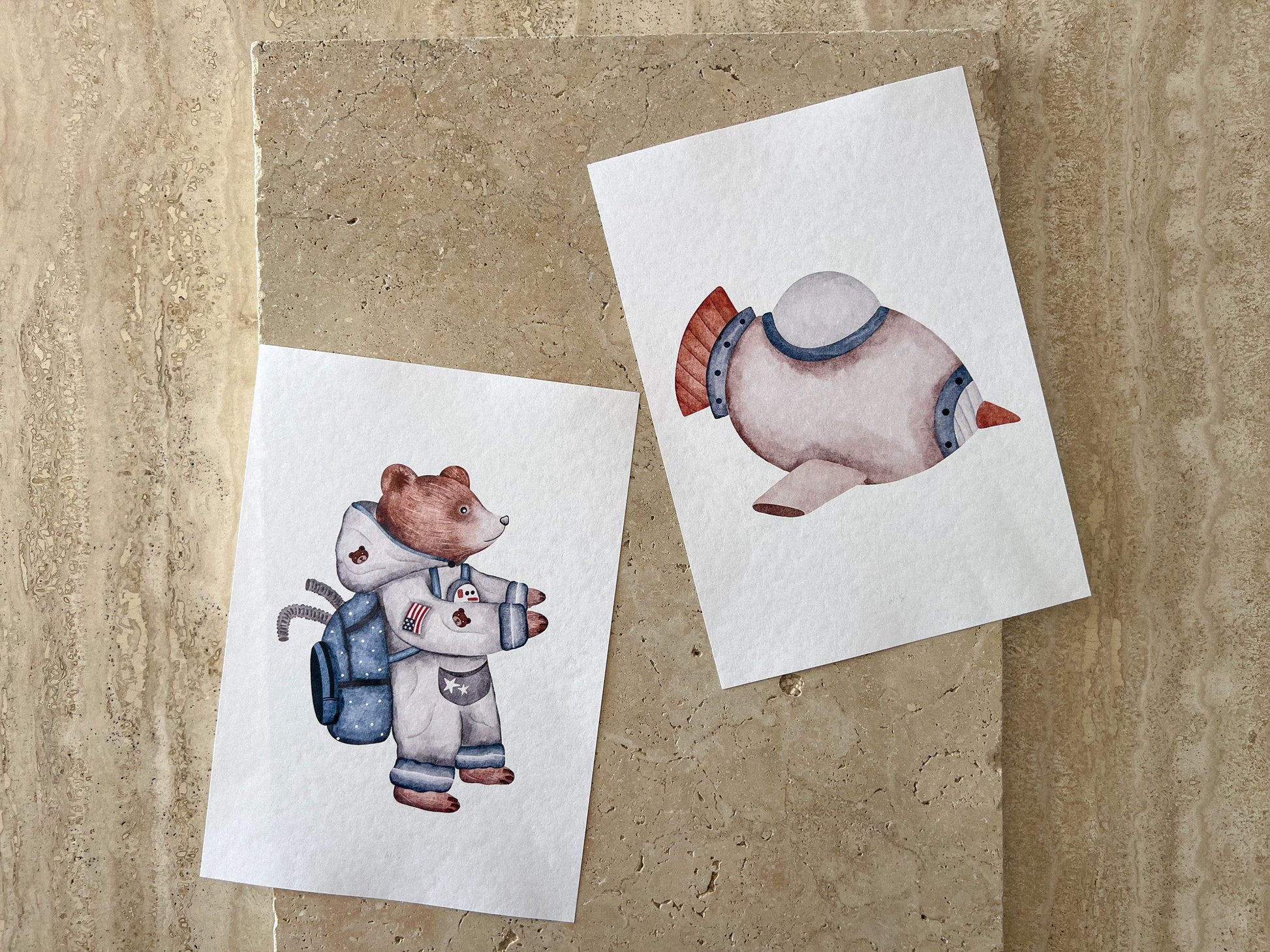 BEAR AND ROCKET SPACE BEARS PRINT COLLECTION BY WILLOW AND SAGE CO