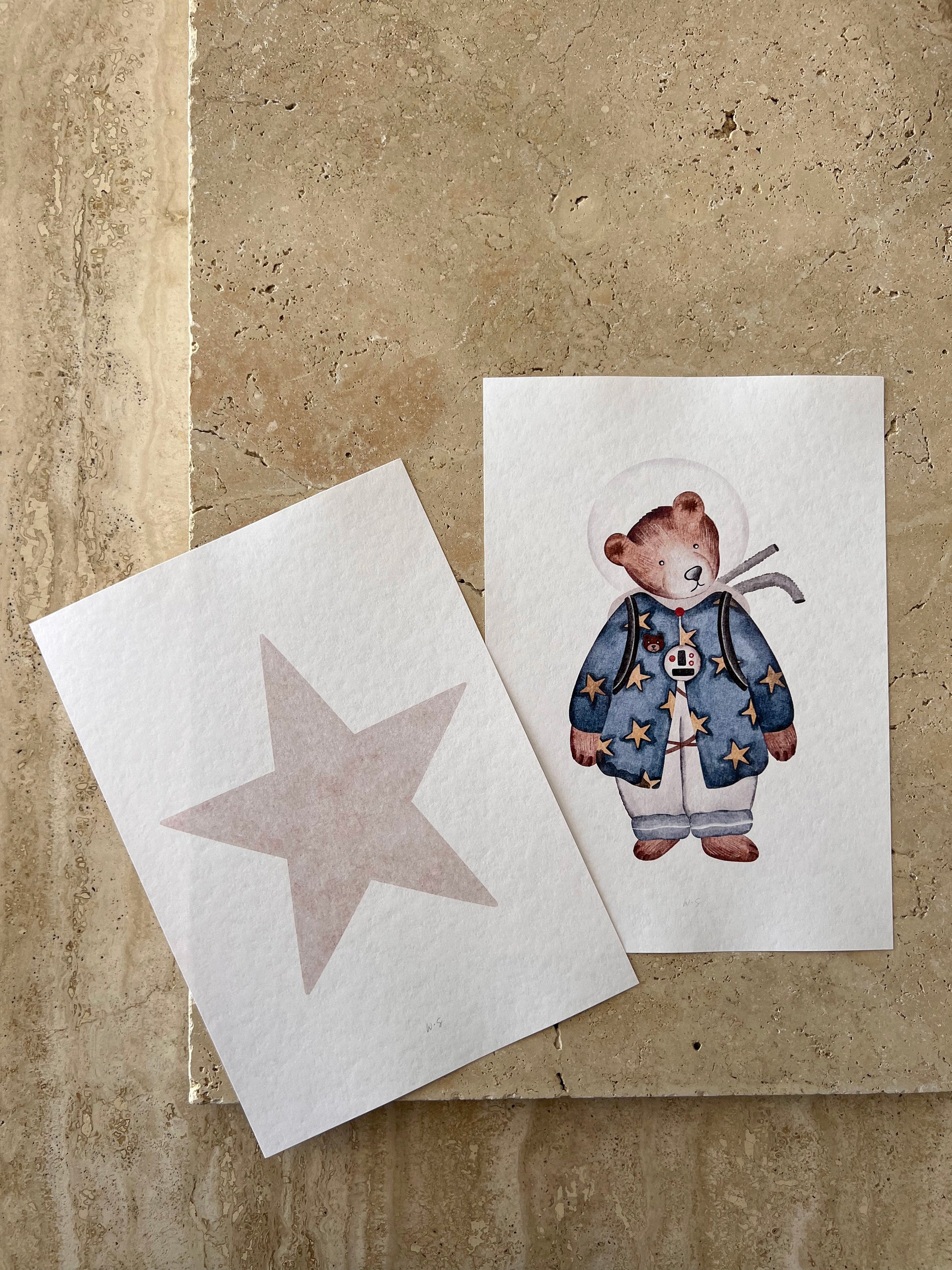 BEAR AND STAR SPACE BEARS PRINT COLLECTION BY WILLOW AND SAGE CO