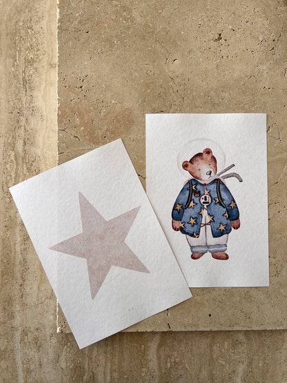 BEAR AND STAR SPACE BEARS PRINT COLLECTION BY WILLOW AND SAGE CO