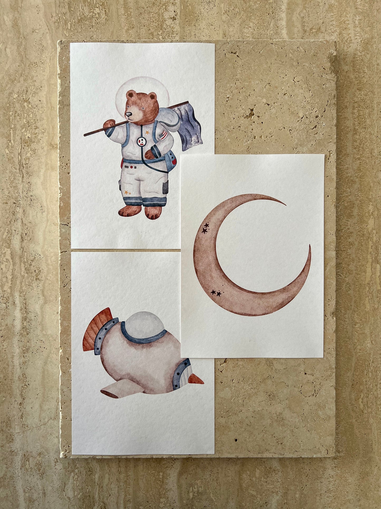 BEAR SET SPACE BEARS PRINT COLLECTION BY WILLOW AND SAGE CO