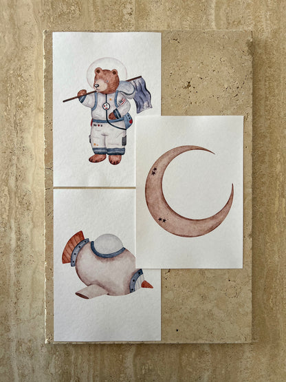BEAR SET SPACE BEARS PRINT COLLECTION BY WILLOW AND SAGE CO