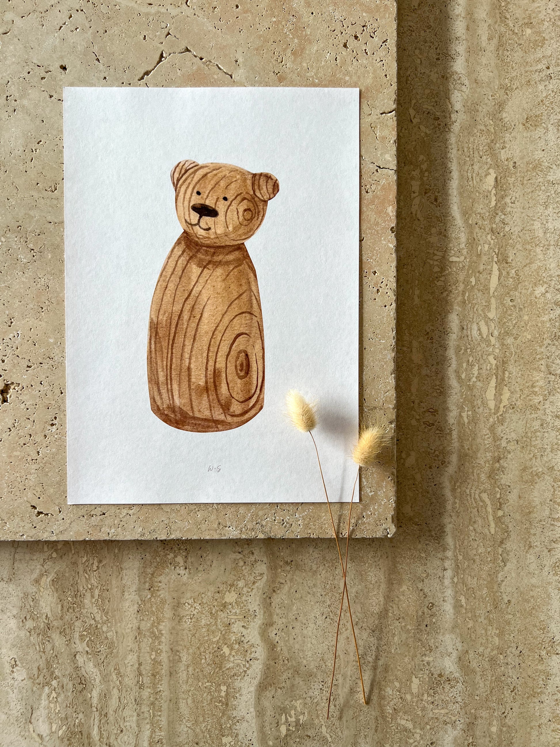 BEAR WOODEN ANIMAL TOY PRINT COLLECTION BY WILLOW AND SAGE CO
