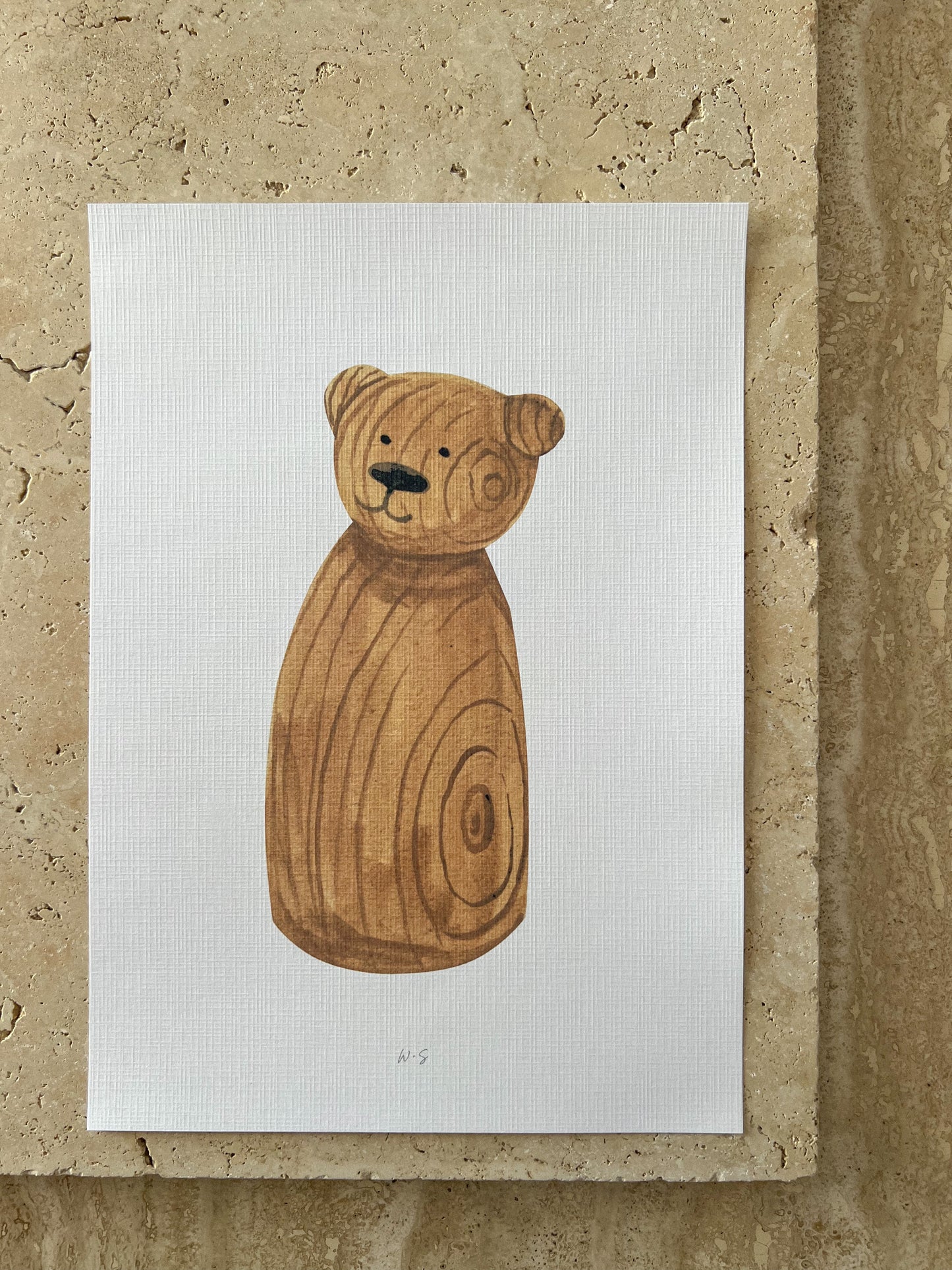 BEAR WOODEN PRINT LINEN BY WILLOW AND SAGE CO