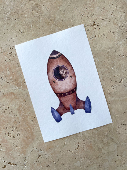BROWN ROCKET SPACE BEARS PRINT COLLECTION BY WILLOW AND SAGE CO