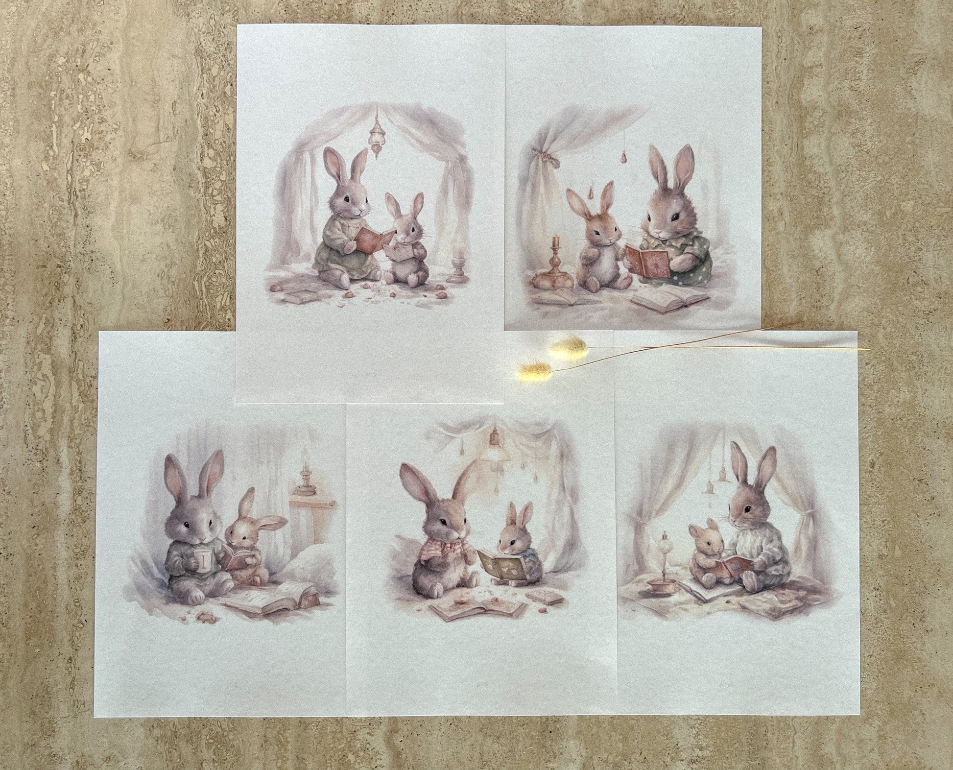 BUNNY READING PRINT COLLECTION