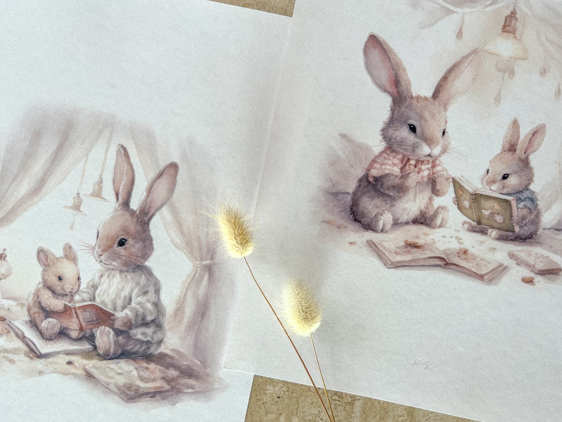 BUNNY READING PRINT COLLECTION