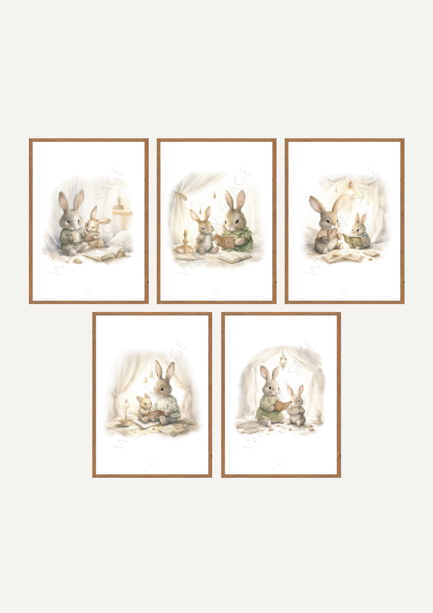 BUNNY READING PRINT COLLECTION
