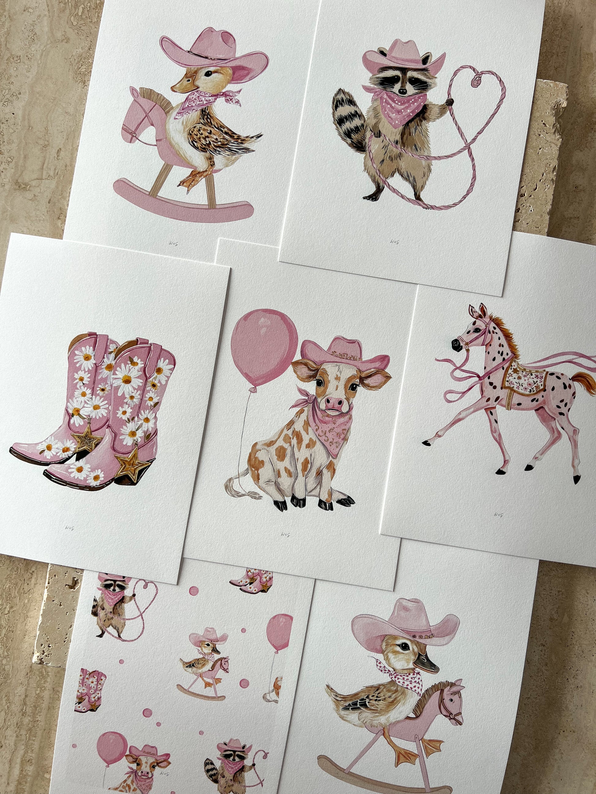 COMPLETE SET LITTLE BLUSH RODEO PRINT COLLECTION BY WILLOW AND SAGE CO