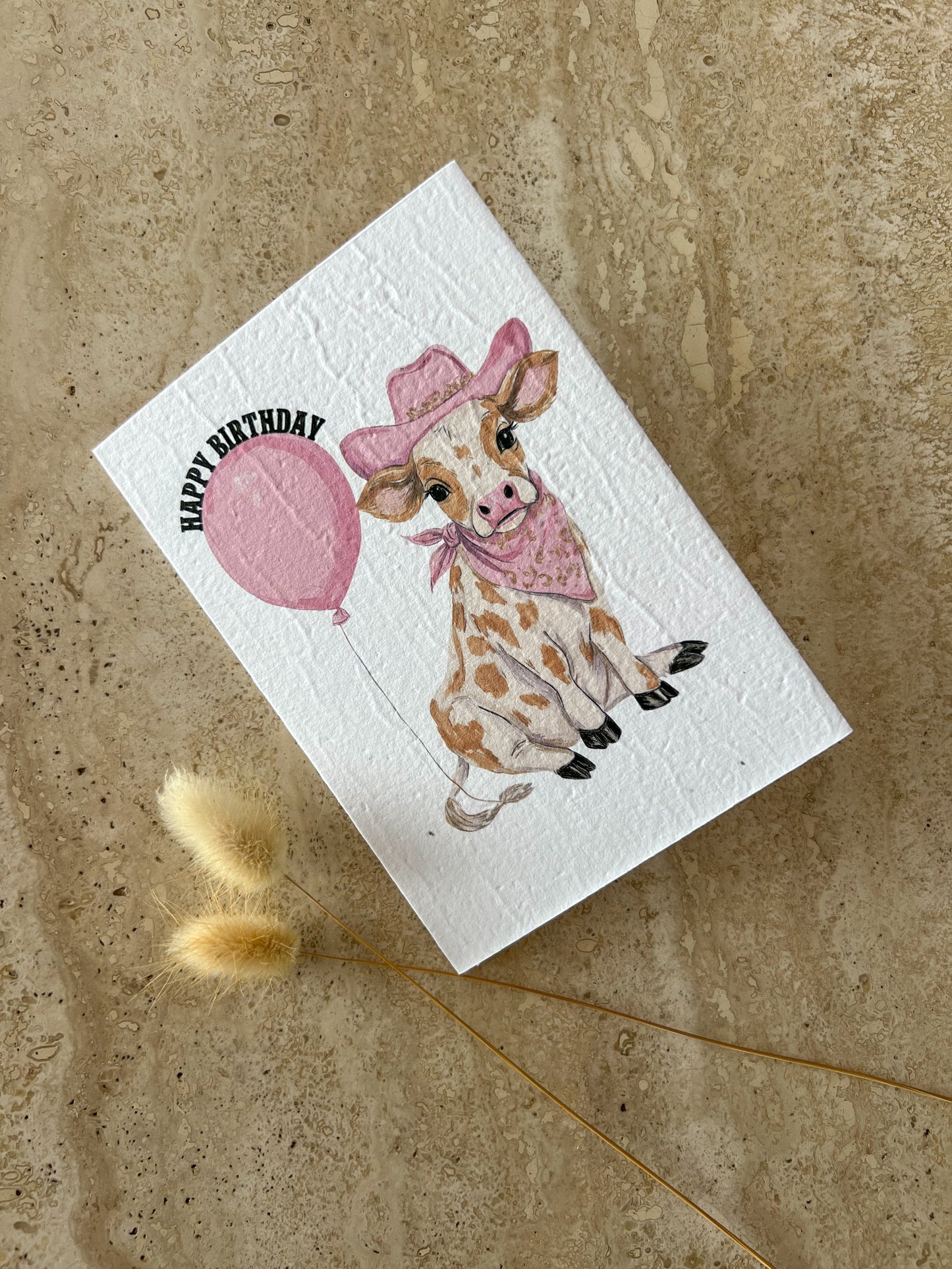 little blush rodeo cow birthday plantable greeting cards western cowgirl birthday card by willow and sage co
