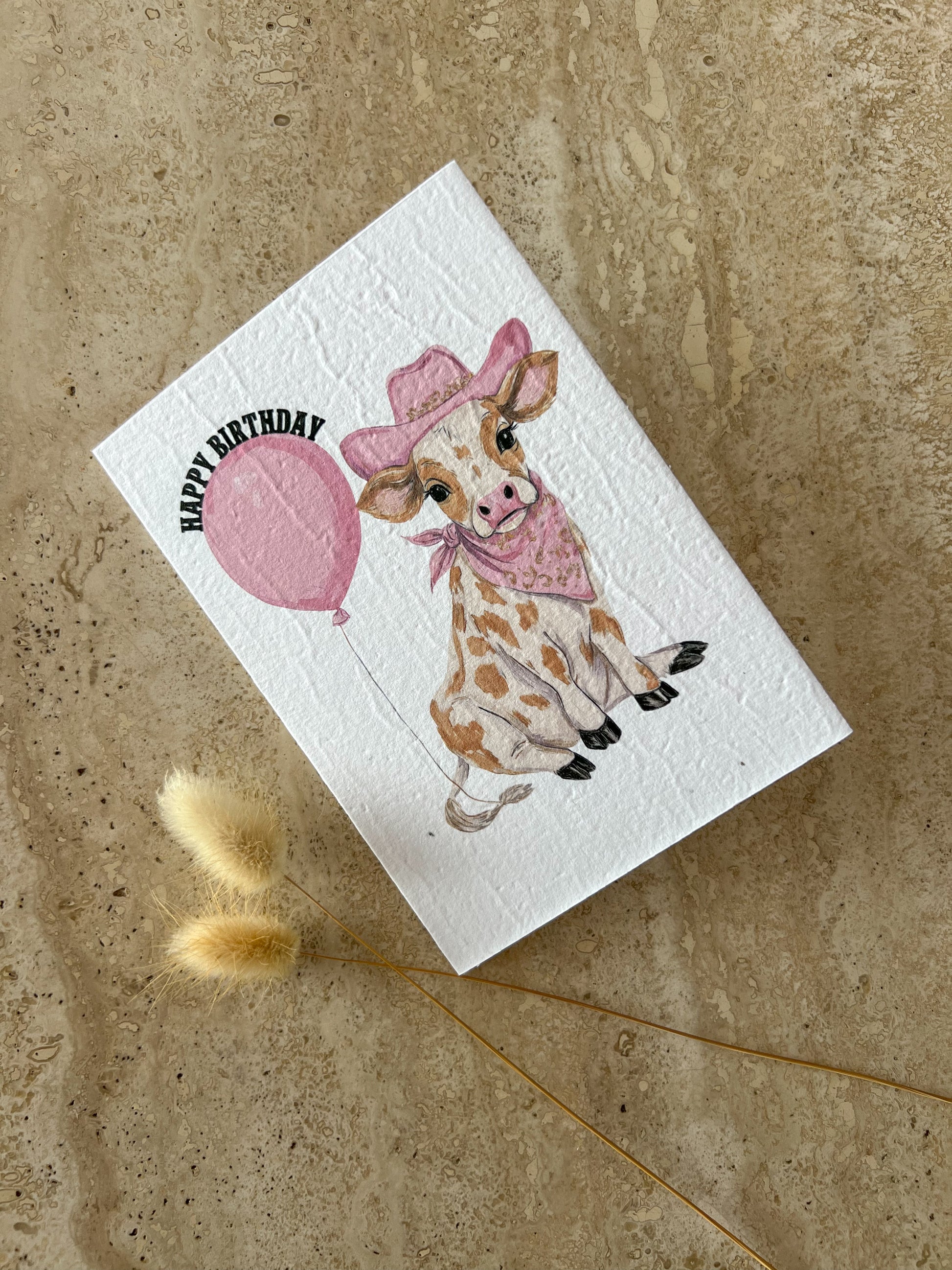little blush rodeo cow birthday plantable greeting cards western cowgirl birthday card by willow and sage co