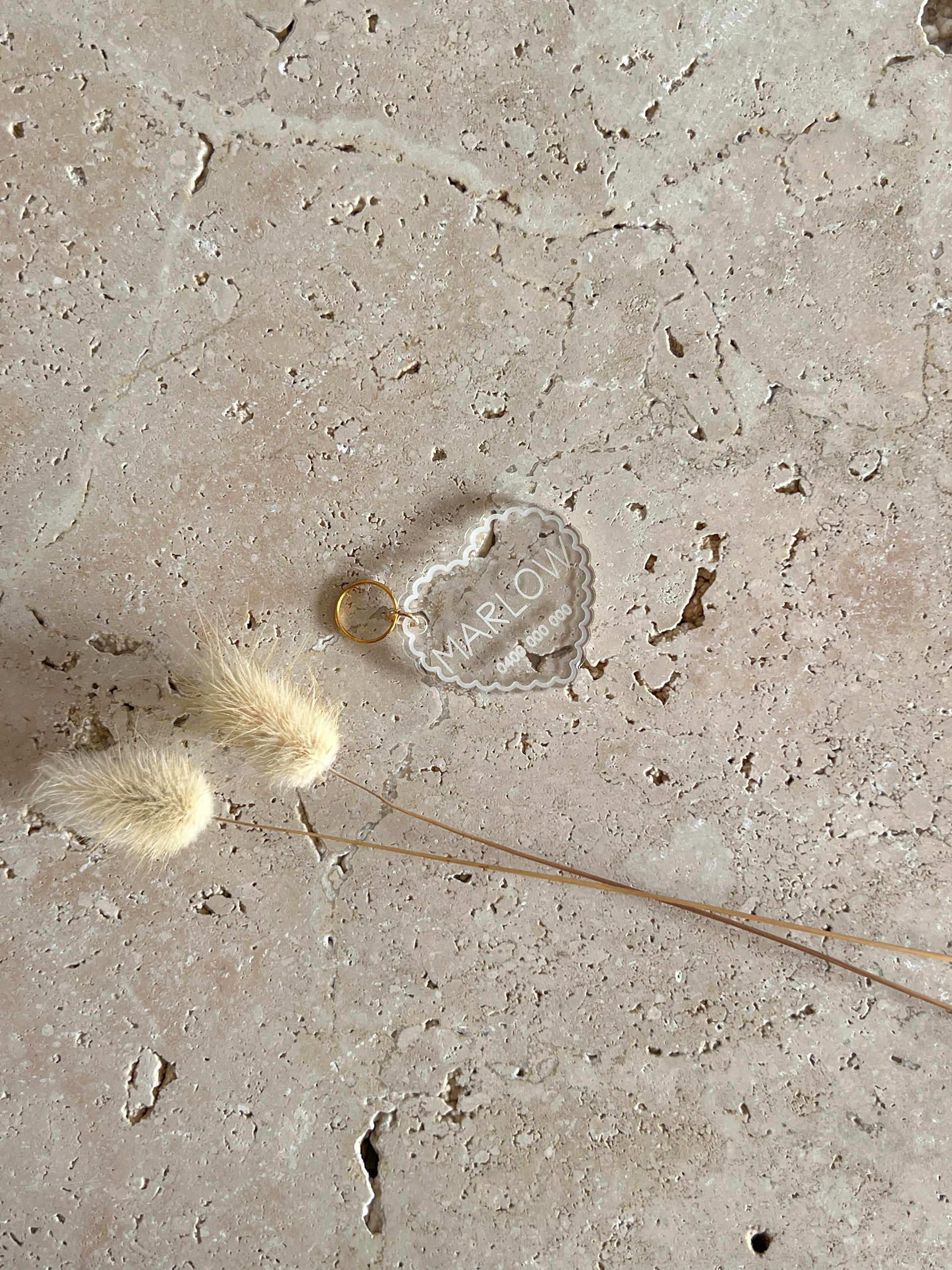 Custom pet tag example from Willow & Sage Co