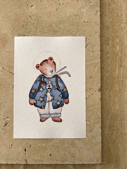 CUTE BEAR WITH JACKET SPACE BEARS PRINT COLLECTION BY WILLOW AND SAGE CO