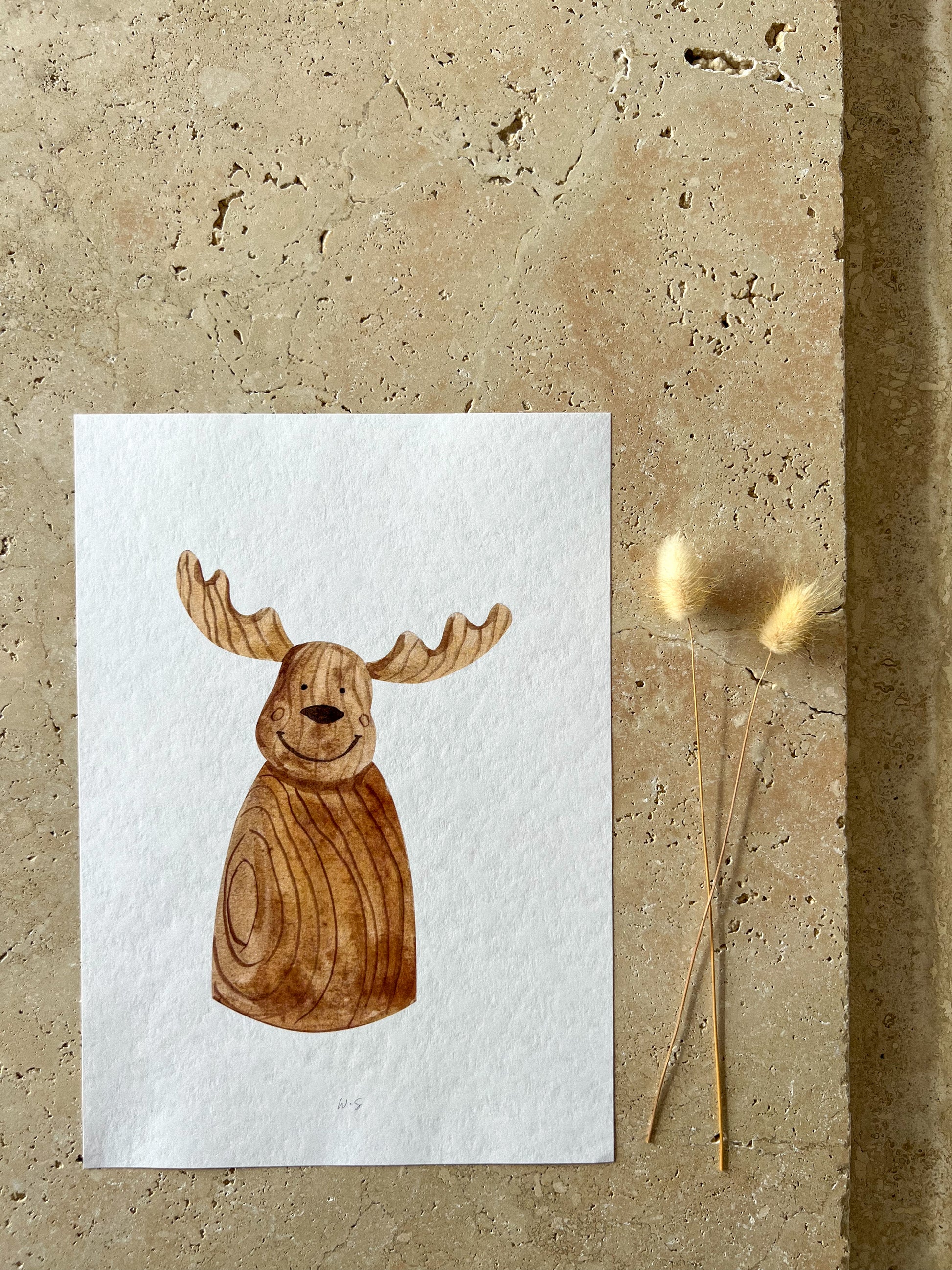 CUTE MOOSE WOODEN ANIMAL TOY PRINT COLLECTION BY WILLOW AND SAGE CO
