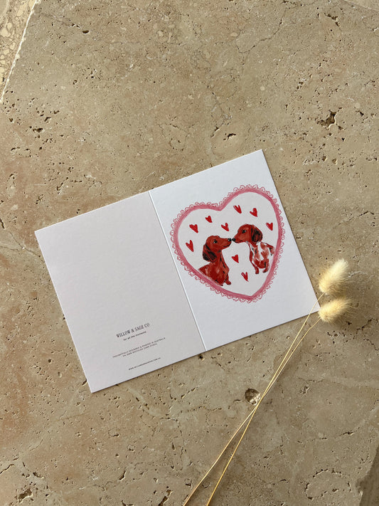 HEARTS & PAWS PREMIUM GREETING CARD | DACHSHUND CARD