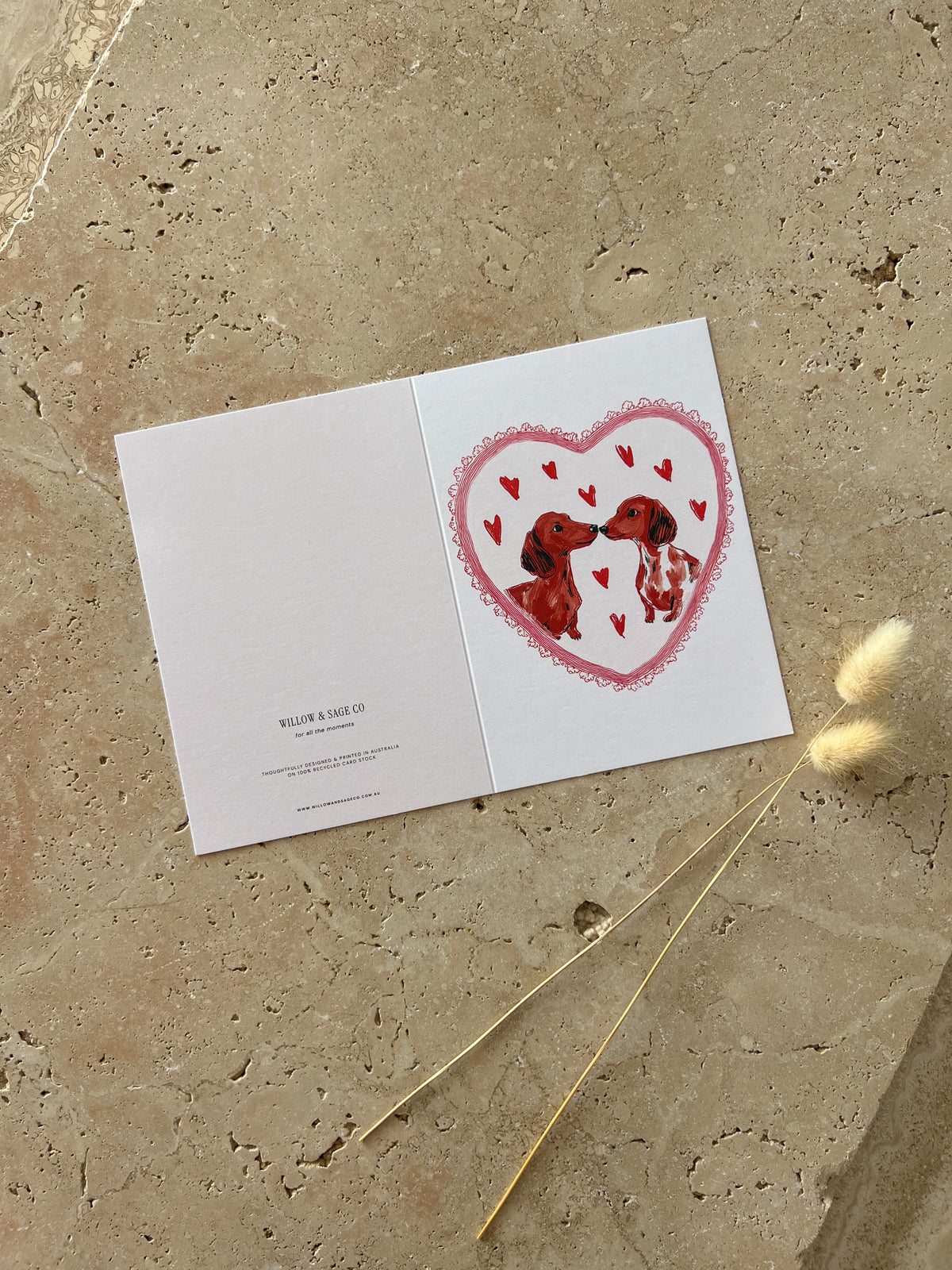 HEARTS & PAWS PREMIUM GREETING CARD | DACHSHUND CARD