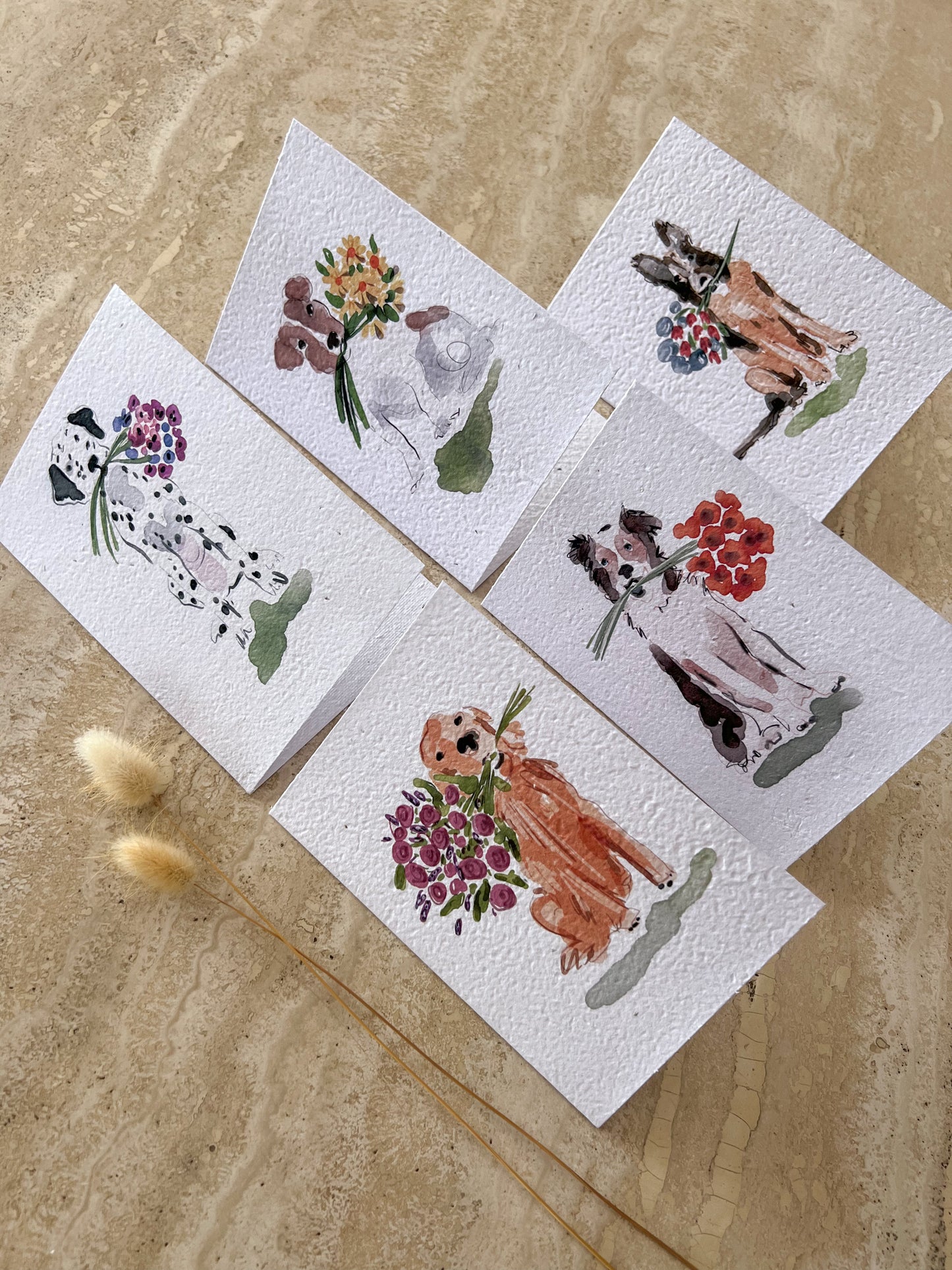 DOGS WITH FLOWERS PLANTABLE GREETING CARDS