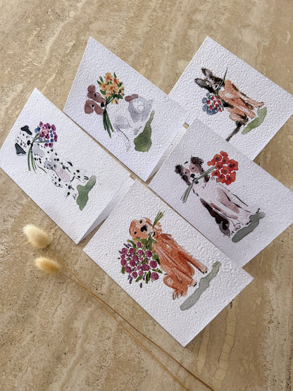 DOGS WITH FLOWERS PLANTABLE GREETING CARDS