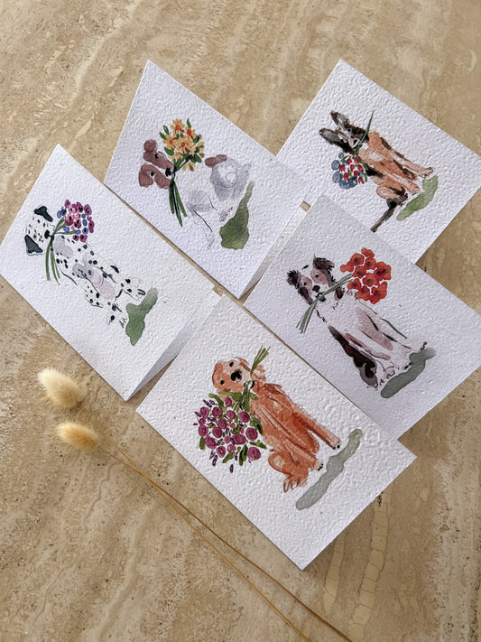 DOGS WITH FLOWERS PLANTABLE GREETING CARDS