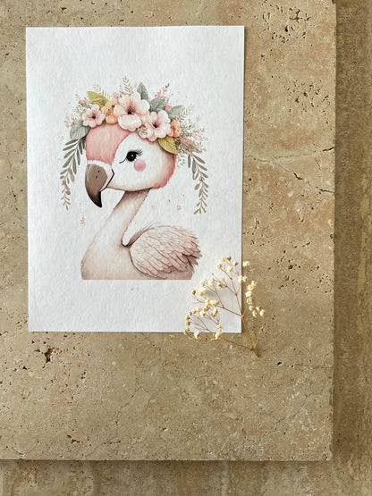 FLAMINGO PASTEL ANIMAL NURSERY PRINT COLLECTION