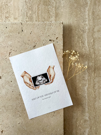 HALF OF YOU ULTRASOUND BABY ANNOUNCEMENT BY WILLOW AND SAGE CO