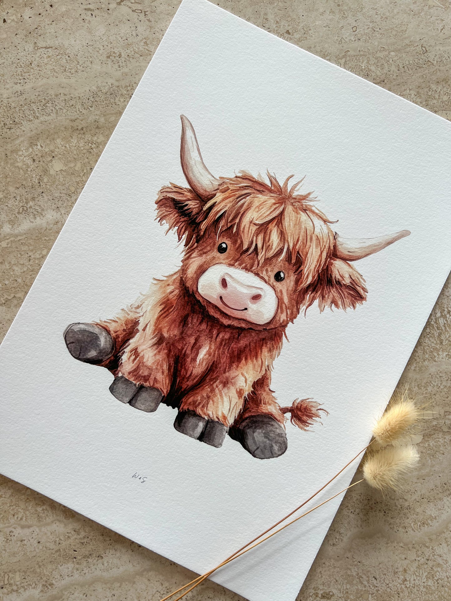 Little Highlander Collection | Highland Cow Nursery Prints | Neutral Watercolour Wall Art