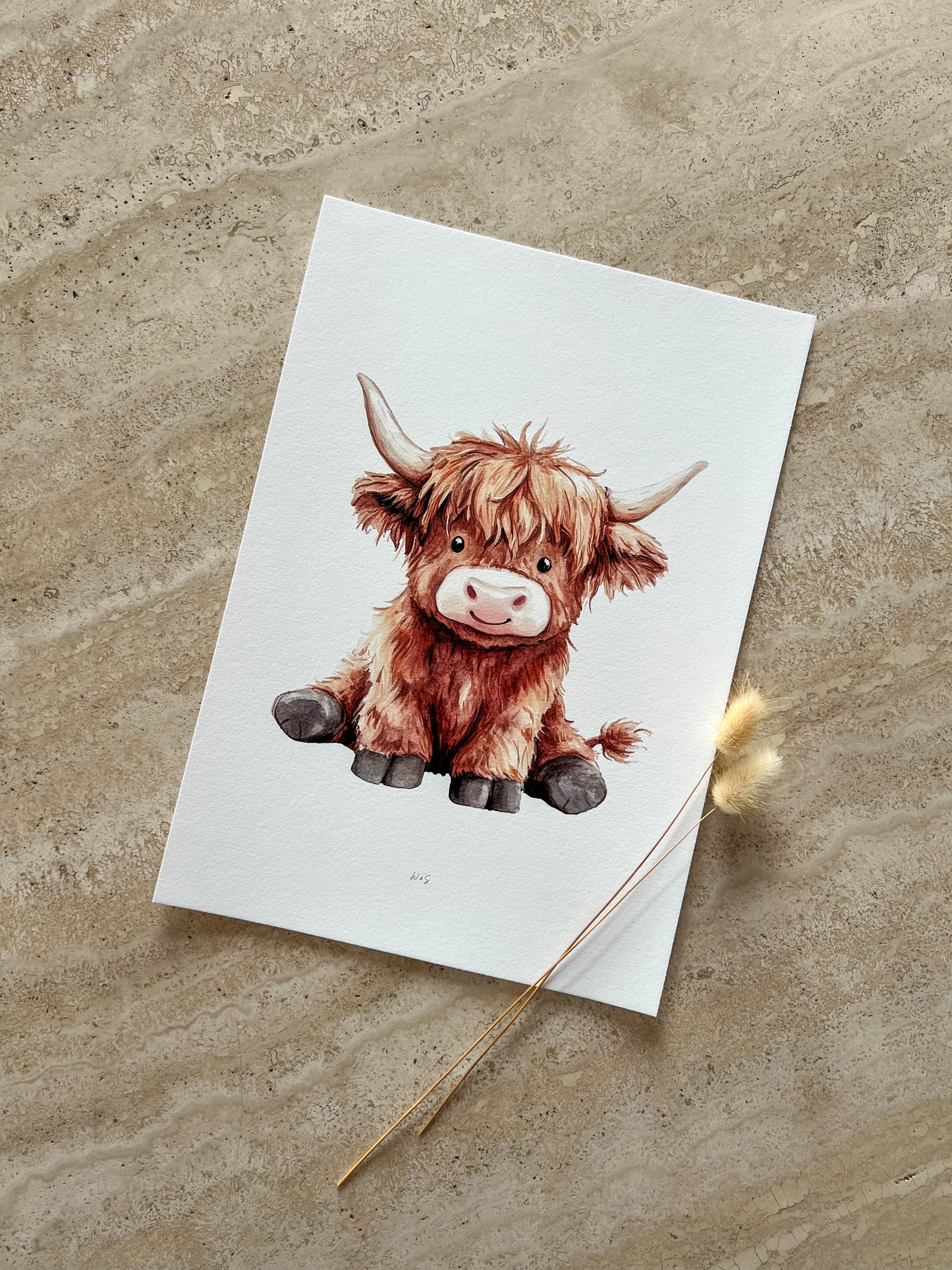 Little Highlander Collection | Highland Cow Nursery Prints | Neutral Watercolour Wall Art