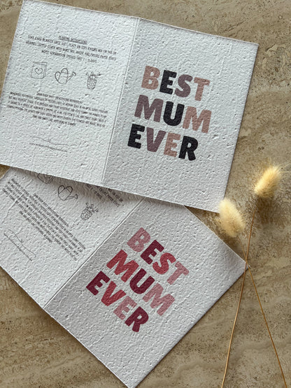 "BEST MUM EVER" PLANTABLE GREETING CARD | ECO FRIENDLY GIFTS FOR MUM