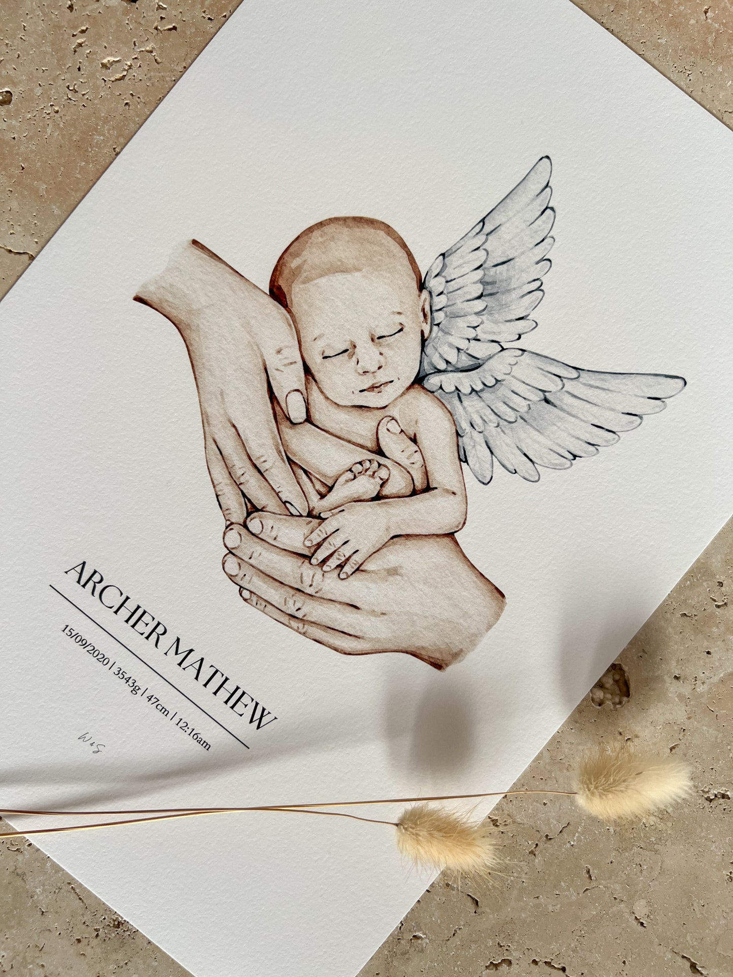 ANGEL BABY PRINT ~ CUSTOM KEEPSAKE PRINT