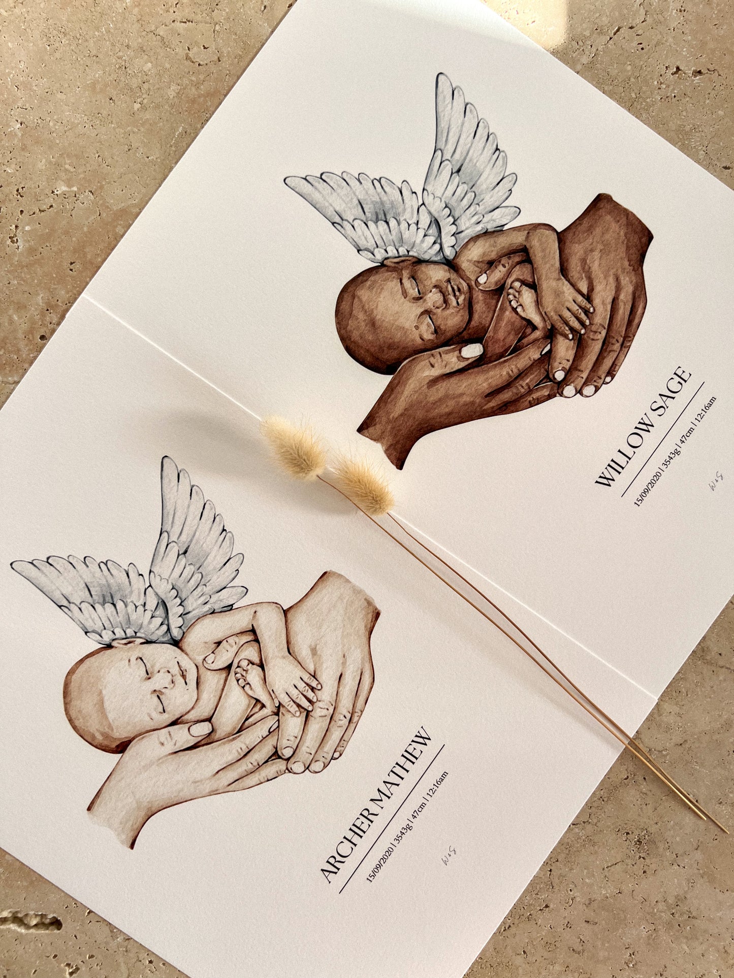 ANGEL BABY PRINT ~ CUSTOM KEEPSAKE PRINT