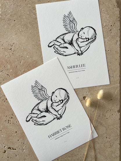 ANGEL BABY SKETCH PRINT ~ CUSTOM KEEPSAKE PRINT