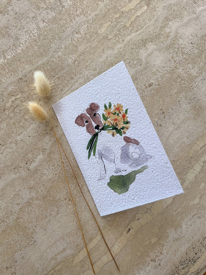 DOGS WITH FLOWERS PLANTABLE GREETING CARDS