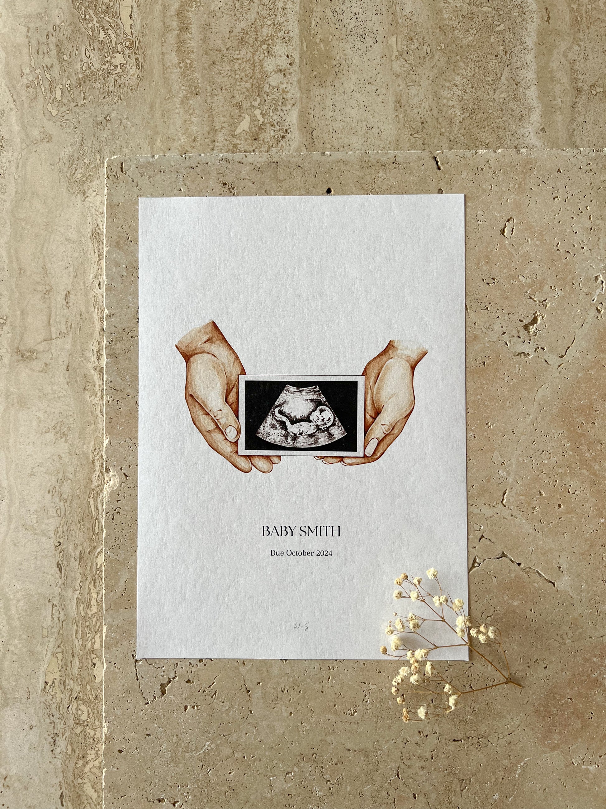 LAST NAME PERSONALISED ULTRASOUND BABY ANNOUNCEMENT BY WILLOW AND SAGE CO