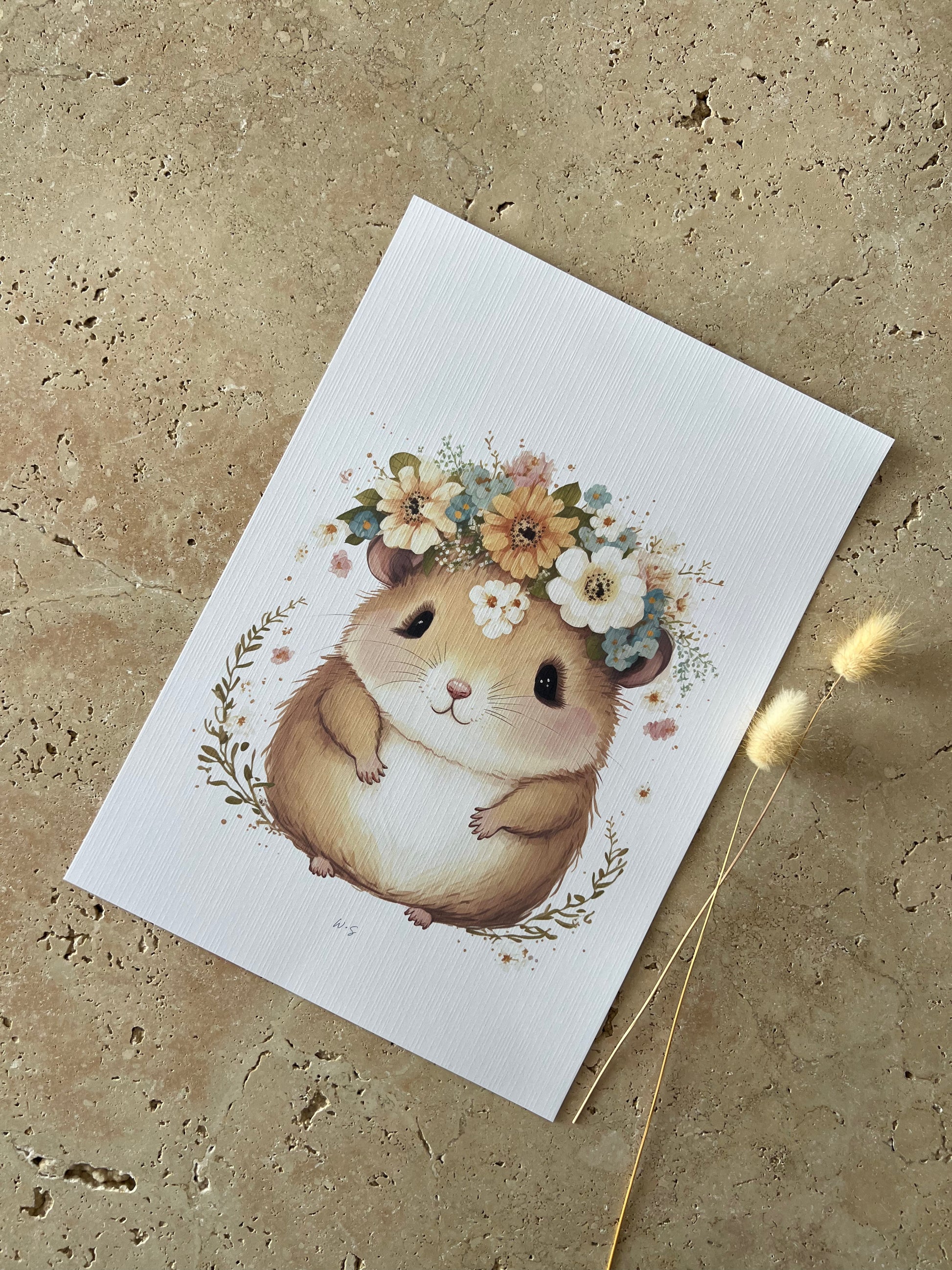 LINEN HAMSTER PASTEL PRINT BY WILLOW AND SAGE CO