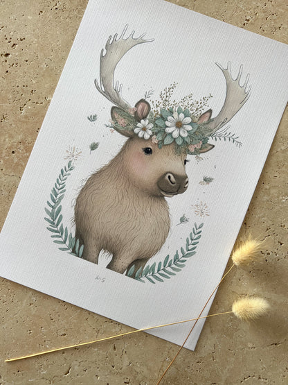 LINEN MOOSE PASTEL PRINT BY WILLOW AND SAGE CO