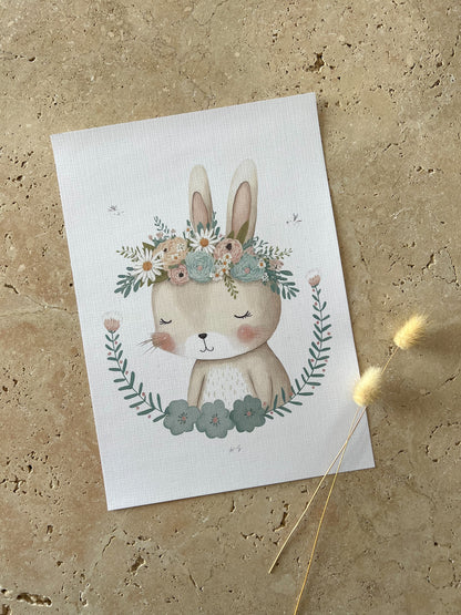 LINEN RABBIT PASTEL PRINT BY WILLOW AND SAGE CO