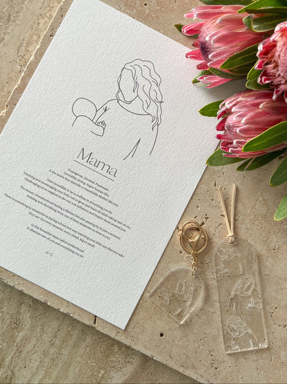 MAMA MOTHERS DAY PRINT KEYCHAIN BOOKMARK BY WILLOW AND SAGE CO