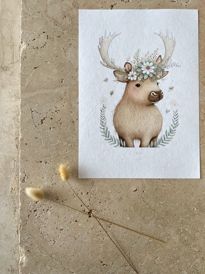 MOOSE PASTEL ANIMAL NURSERY PRINT COLLECTION
