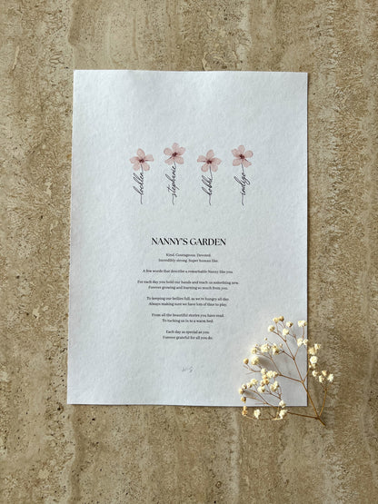 PERSONALISED GARDEN PRINT BY WILLOW AND SAGE CO