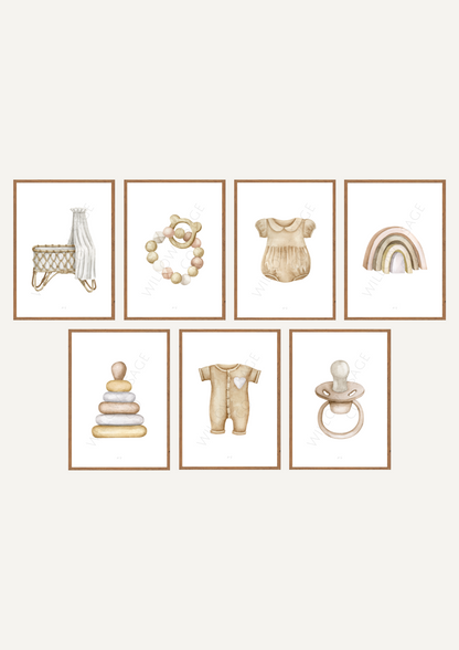 NEUTRAL NURSERY PRINT COLLECTION SAMPLES BY WILLOW AND SAGE CO