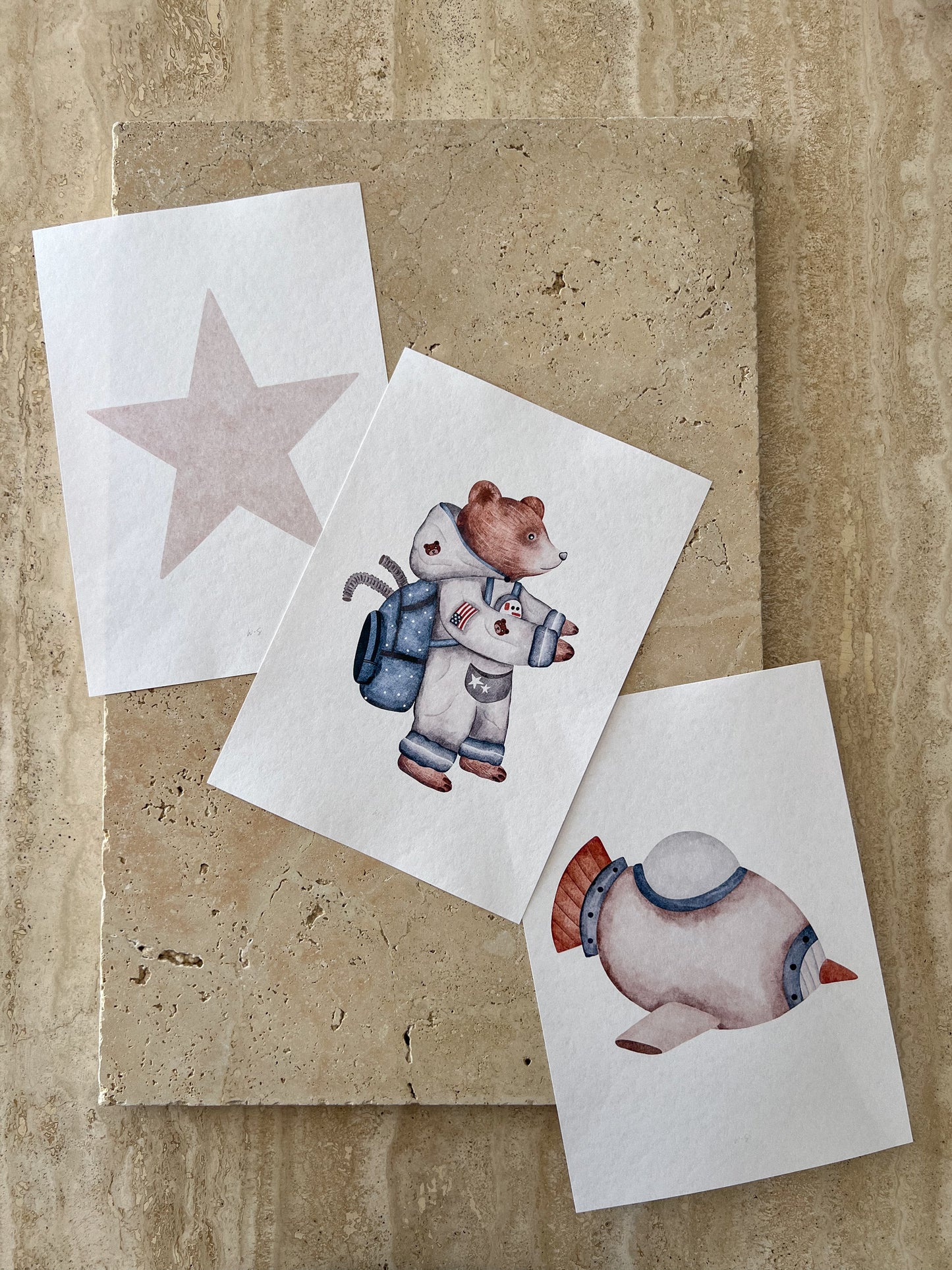 NEUTRAL SPACE BEARS PRINT COLLECTION BY WILLOW AND SAGE CO