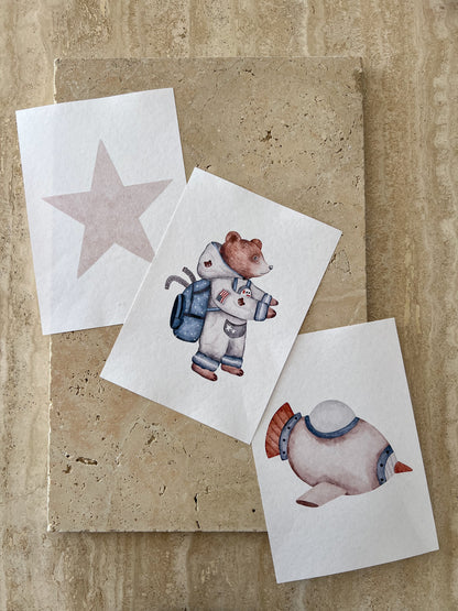 NEUTRAL SPACE BEARS PRINT COLLECTION BY WILLOW AND SAGE CO
