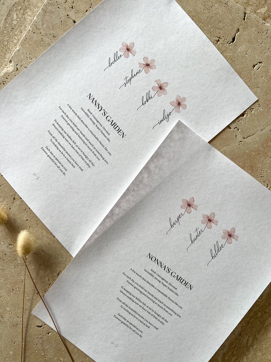 PERSONALISED GARDEN PRINT BY WILLOW AND SAGE CO