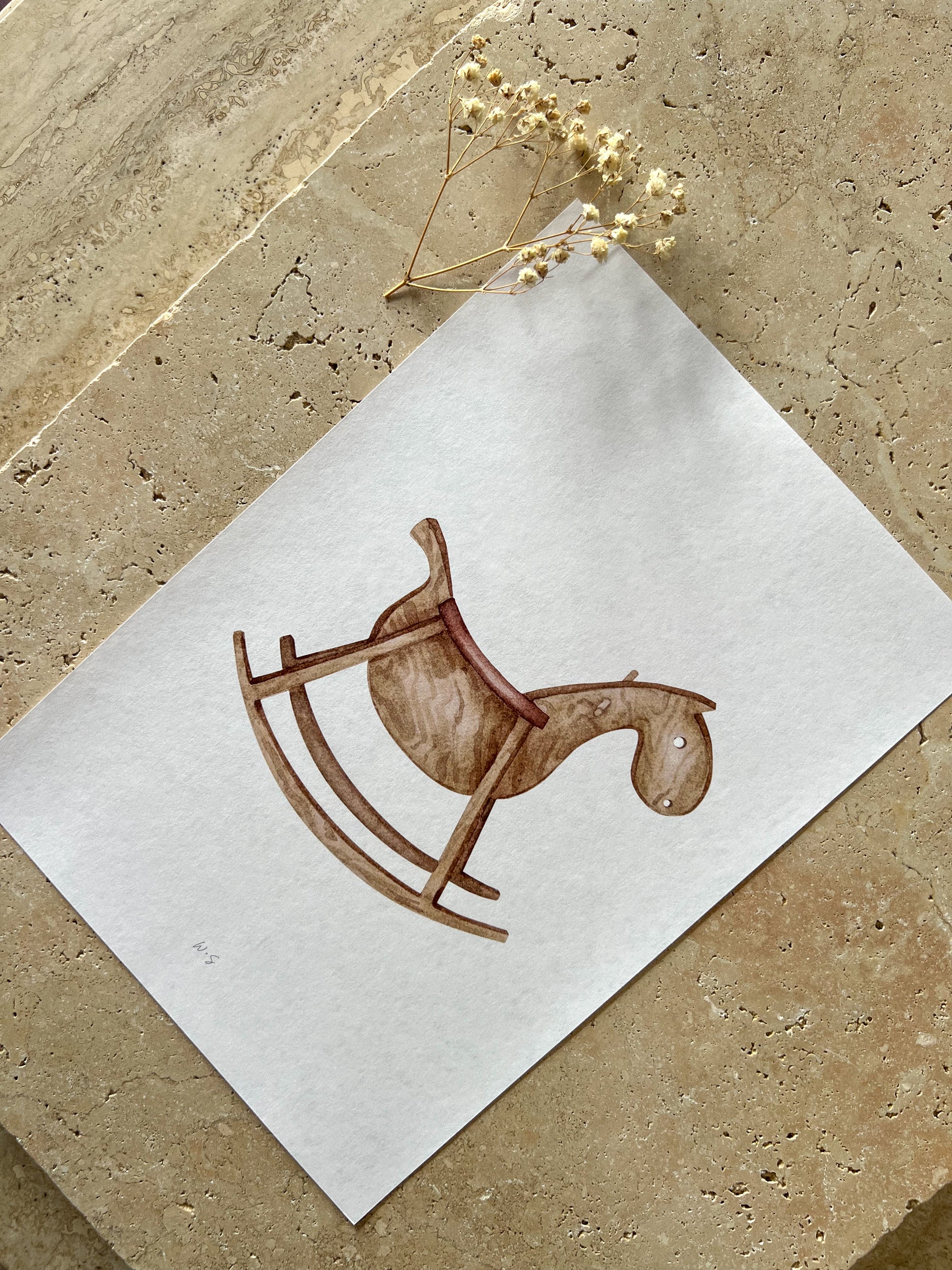 ROCKING HORSE NEUTRAL NURSERY PRINT COLLECTION BY WILLOW AND SAGE CO