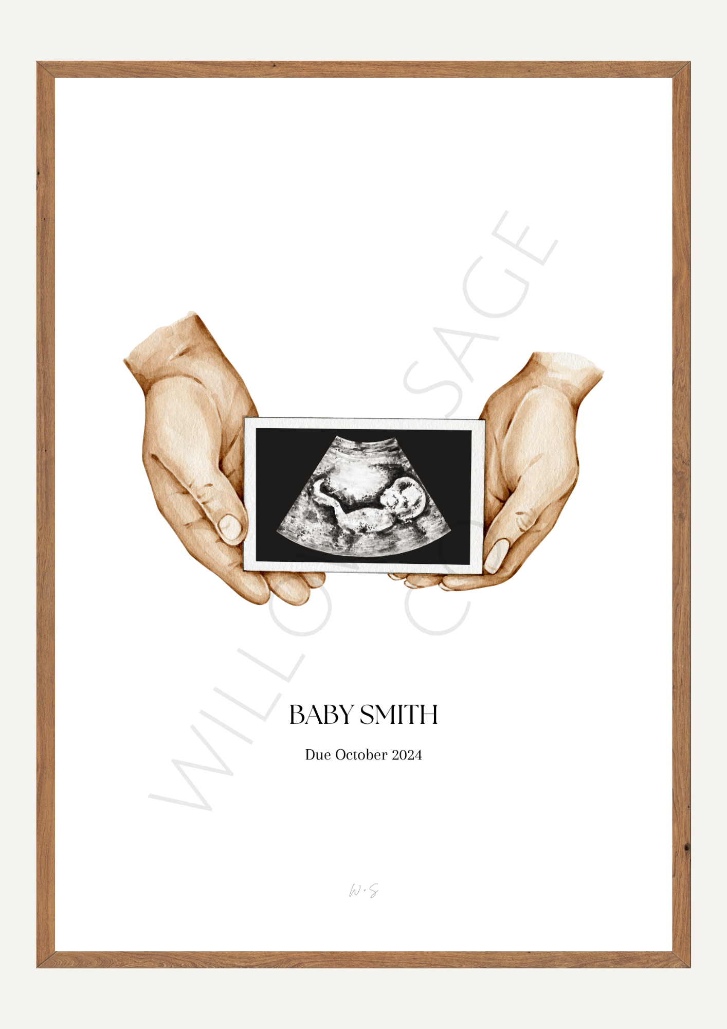 SAMPLE LAST NAME PERSONALISED ULTRASOUND BABY ANNOUNCEMENT BY WILLOW AND SAGE CO