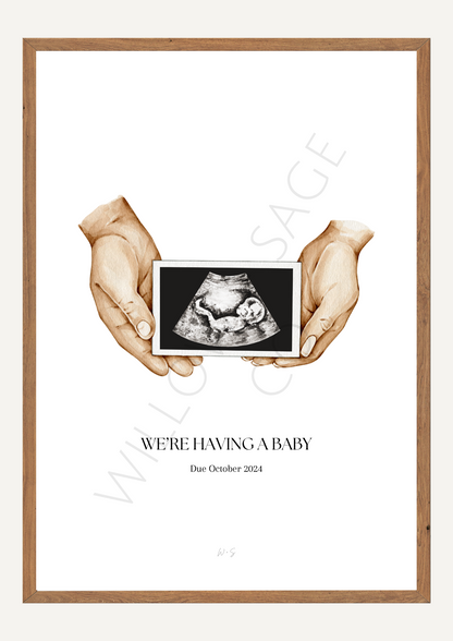 SAMPLE WERE HAVING A BABY ULTRASOUND BABY ANNOUNCEMENT BY WILLOW AND SAGE CO